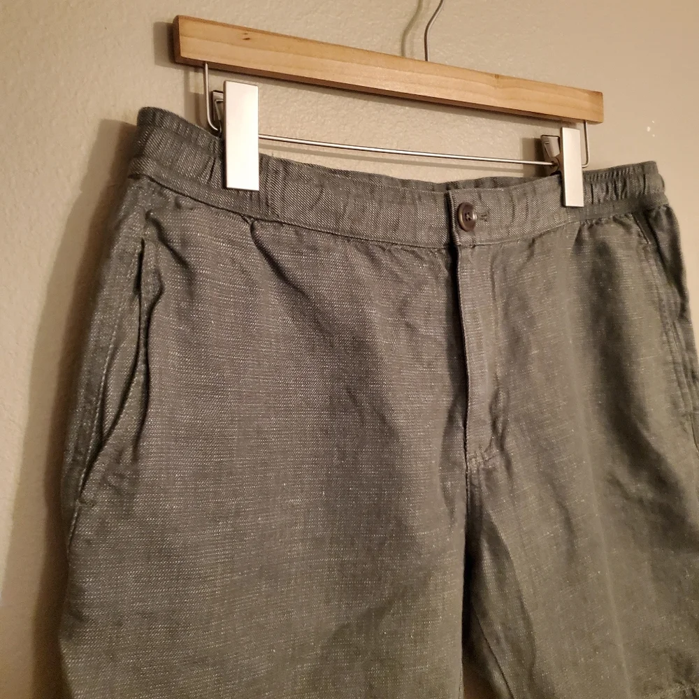 GOOD MAN BRAND‎ Army Green Linen Blend Flat Front Chino Shorts Men's Size L